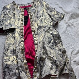 Christian Siriano Snake Print Jacket with Pink Lining